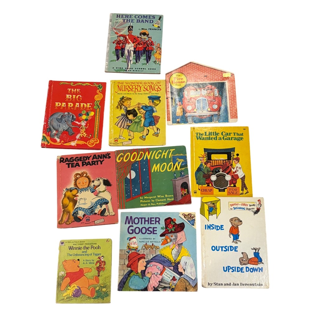 Vintage Childrens Book (10) Goodnight Moon Winnie the Pooh Mother Goose Dr Seuss